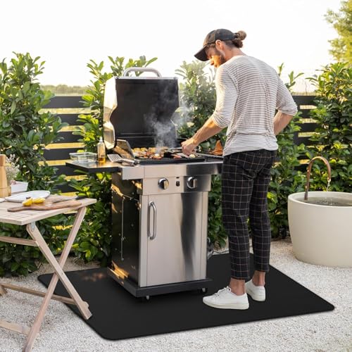 Under Grill Mat for Outdoor Grill, 48x70inch Double-Sided Fireproof Grill Pad,Perfect for Outdoor Barbecue Spots,Fireproof, Waterproof, and Oilproof - size: 48*70inch