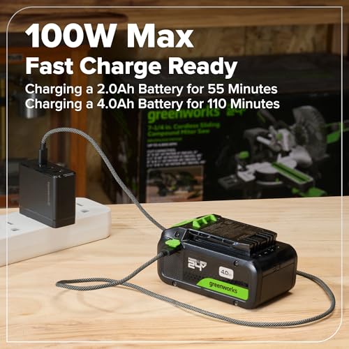 GREENWORKS 24V (8-TOOL) Combo (Drill, Impact Driver, Circular Saw, Reciprocating Saw, Jigsaw, Multi-Tool, Sander, Flashlight), 4.0Ah + (2) 2.0Ah (Power Bank) Batteries, (2) Cables, 65W Rapid Charger - size: 8PCS Combo Kits