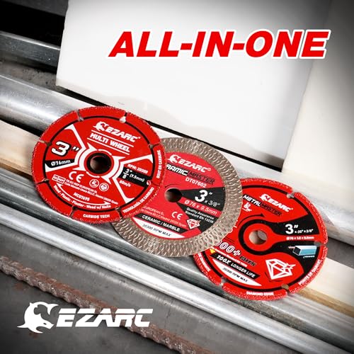 EZARC 3 Inch Cut Off Wheel Set for Metal, Wood, Tile, 3/8" Arbor, 3-Pack