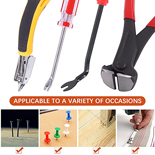 Tanstic 4Pcs Nail Puller and Staple Remover Tool Set, Including 7'' End Cutting Plier, Tack Lifter, Carpet Remover for Furniture, Floor, Wall, Car, Photo, Frame, Wooden Case, Carton