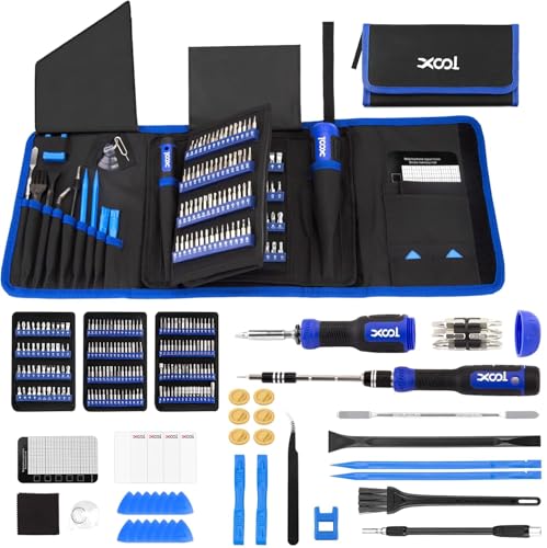 XOOL 200 in 1 Precision Screwdriver Kit, Electronics Repair Tool Magnetic Driver Kit with 164 Bits, Flexible Shaft, Extension Rod for Computer, iPhone, Laptop, PC, PS4, Xbox, Nintendo - color: Blue