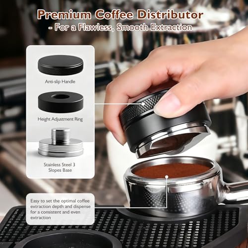 7Pcs Espresso Accessories Kit 58mm Coffee Tamper Set Tool for Barista - size: 58 mm