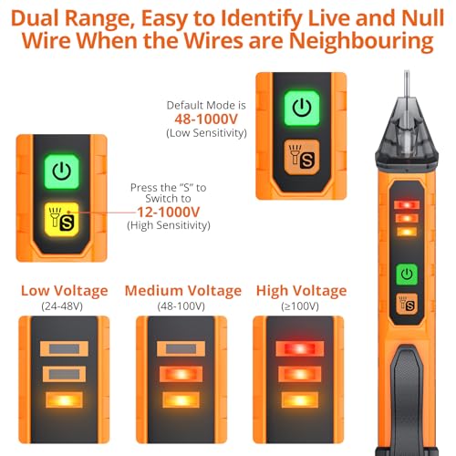 Proster Non-Contact Voltage Tester Pen Adjustable 12-1000V/48-1000V