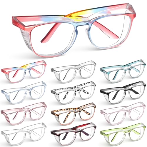 12 Pack Safety Glasses Goggles Anti-Fog Protective Eyewear - color: Multiple Colors