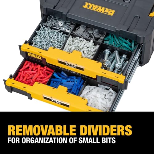 DEWALT TSTAK Tool Storage Organizer with Double Drawers, Holds Up to 16.5 lbs. (DWST17804) - size: 17.3 x 12.3 x 6.9 inches (Pack of 1)