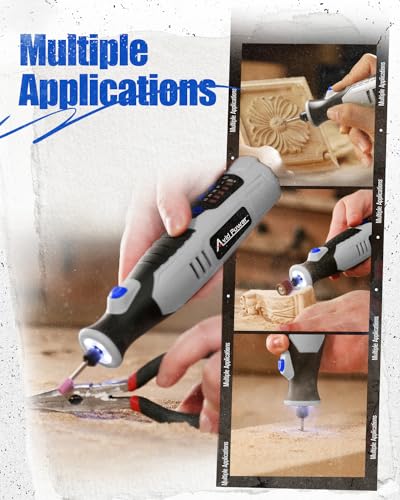 AVID POWER 8V Cordless Rotary Tool 5 Speeds Dog Nail Grinder 4 LED Lights - color: Grey