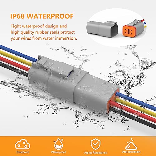 Newdeli Deutsch 4 Pin Connector Kit Waterproof Electrical Connector 16 AWG Male and Female Automotive Wire Connectors for Car Truck Boat, Dt Connector 6 Sets - size: DT Connector 6 Sets 4 Pin
