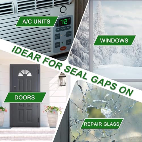 Qoqooice Transparent Window Weather Sealing Tape 2 Inch x 33 FT Weather Stripping Residue-Free Clear Window Insulation Tape for Doors Windows and Shower Glass Gaps - size: 2 In * 33 FT Clear