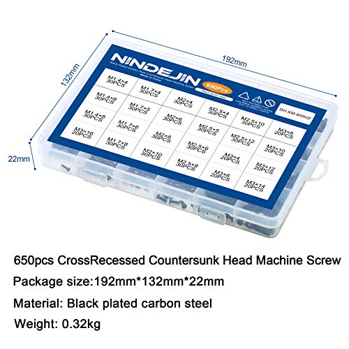 NINDEJIN 650 pcs M1.4 M1.7 M2 M2.5 M3 Round Pan Head Laptop Mini Screw Kit - style: Pan Head