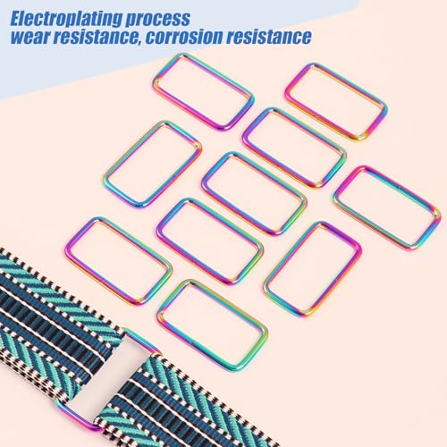 PECMER Rainbow 1.5 Inch Rectangle Rings-10 PCS Adjustable Waist Buckles Replacement Purse Hardware for for Purses and Bags Making Webbing 1 1/2 Inch - color: Rainbow Rectangle Rings-10pcs-1.5 Inch
