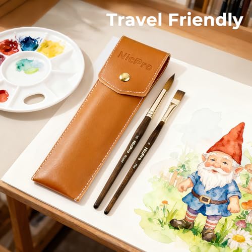 Nicpro 6Pcs Travel Watercolor Brushes Set, Professional Paint Brush - size: 6 PCS