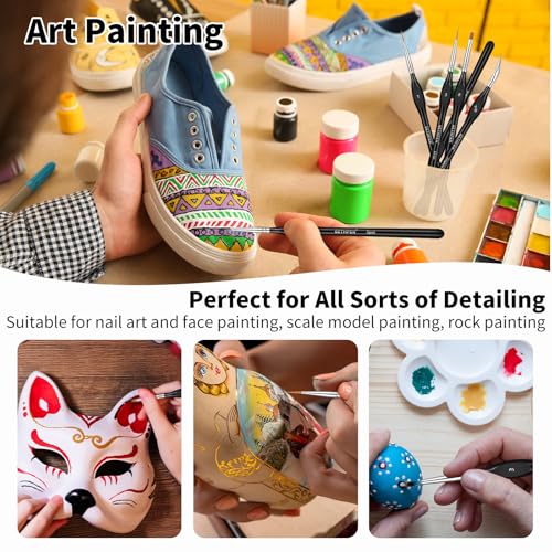 GETHPEN Miniature Paint Brushes, Micro Detail Paint Brush Set, 15pcs | Miniature Micro Paint Brush Set with Triangular Handles, for Acrylic, Watercolor, Oil, Models, Figurine & Paint by Number - size: 15 Sizes