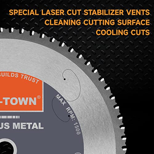 TWIN-TOWN 14-Inch 72 Teeth Dry Cut Steel and Ferrous Metal Cermet Saw Blade with 1-Inch Arbor - size: 14" 72T medium steel