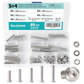 80 PCS M6 x 30mm 35mm 40mm 45mm 50mm, Button Head Socket Cap Screws Bolts Washers Nuts Assortment Kit, Stainless Steel 304, Metric Allen Hex Drive - size: Button M6x30/35/40/45/50 mm