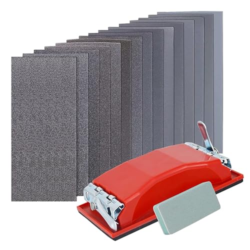 Wet & Dry Sandpaper Set, 42 Sheets of 120 to 3000 grit Sand Paper | Comes with Sanding Block Sander,for Wood Furniture Finishing Metal Automotive Sanding Polishing - style: sandpaper-42 pcs