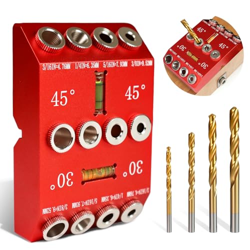30/45/90° Angle Drill Guide Jig, Portable Bubble Level