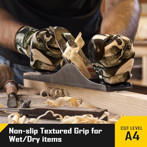 COOLJOB 2 Pairs A4 Cut Resistant Gloves, Grip Nitrile Rubber Coated Safety Work Gloves with Full Touchscreen Fingers - size: Large