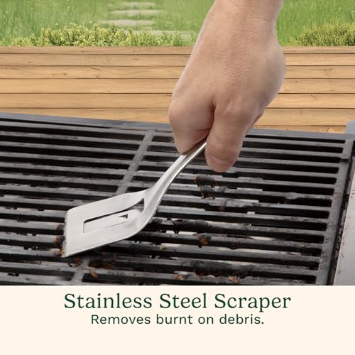 Cuisinart 3-in-1 Chainmail Grill Cleaner, Bristle-Free Dual Function Heavy-Duty Grill Brush with Removable Head, Worry-Free Stainless Steel Steam Clean BBQ Scrubber for Grills & Griddle - color: Chainmail Grill Cleaner Brush