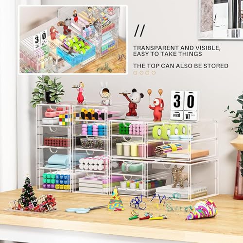 caktraie 4-Pack Acrylic 16-Drawer Storage & Makeup Organizer for Desk - size: 16 Drawers