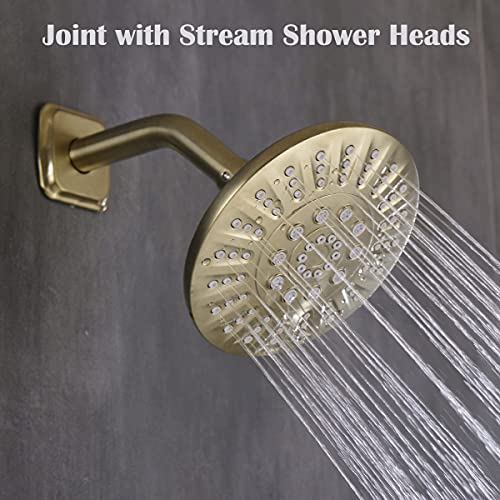 TRUSTMI Shower Arm with Flange, Angled 6-Inch Stainless Steel Replacement Pipe, Wall Mounted Tube for Bathroom Shower Head, Brushed Gold - color: Brushed Gold