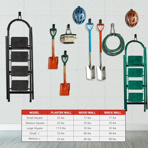 Wallmaster Garage Hooks Organizer Kit, 12 Pack Adjustable Shelving Hooks - size: 12 pcs-Black