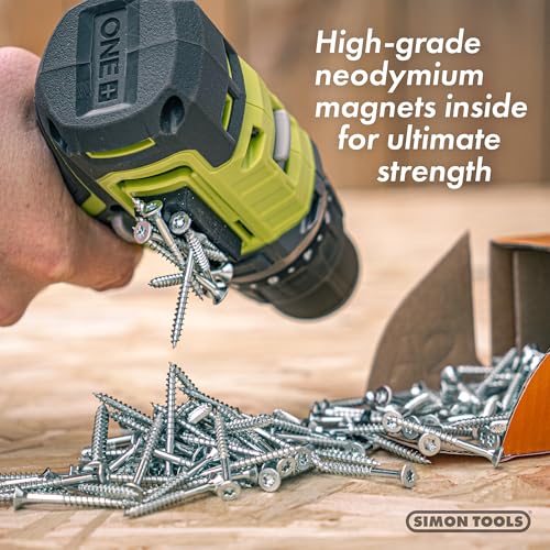 Simon Tools Magnetic Bit Holder for Impact Drivers and Drills - Super Strong Adhesive - Drill Accessory That Fits Most drills: Dewalt, Makita, Klein, Bosch and Milwaukee Bit Holder - size: NEW! Compact version