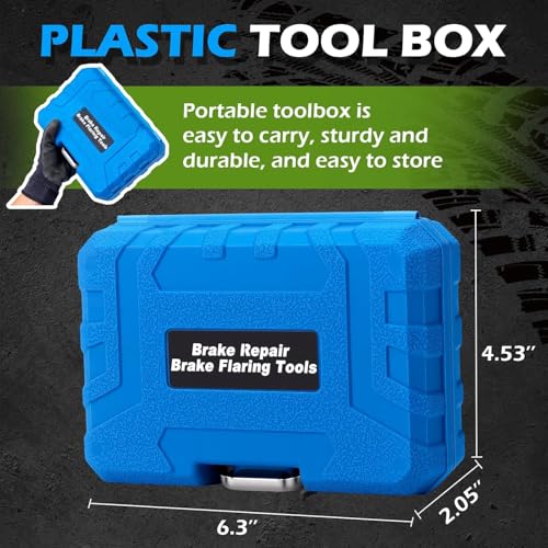 Brake Line Flaring Tool Kit 7-Piece, 3/16" 1/4" SAE Double & Bubble Flare Tool, 45° Flaring Tool for Brake & Fuel Lines, 3/16 Brake Flare Tool for Automotive Hydraulic Repair，Blue