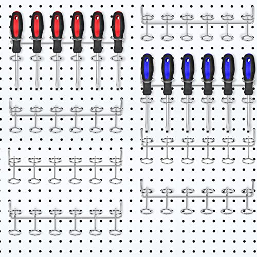 Ripeng 8 Pieces Pegboard Screwdriver Holder PegBoard Tool Holders, Silver - color: Silver