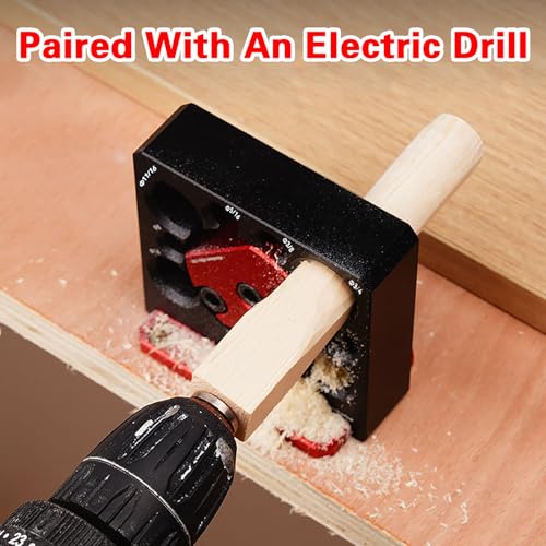 Adjustable Dowel Maker Jig Kit, Imperial 5/16 to 3/4 Inch Aluminum Alloy Dowel Rod Making Jig with 8 Holes, Drill Milling Auxiliary Tool for Making Round Wood Dowel Sticks