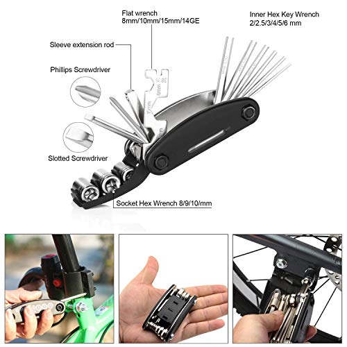 DAWAY Bike Repair Tool Kits - Bicycle Repair Bag & 120 PSI Bike Pump or Saddle Bag Set, with 16 in 1 Bicycle Multitool, Bike Tire Levers Wrench, Portable Patches Fixes - Practical Cycling Accessories - style: bike tool kits with saddle bag
