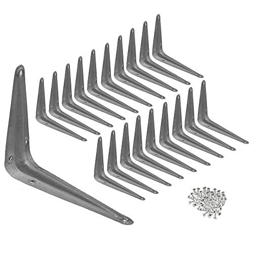 Metal 3" x 4" inch Wall Corner Angle Shelving Shelf Brackets, Grey, Pack of 20 - size: 3" x 4" inch