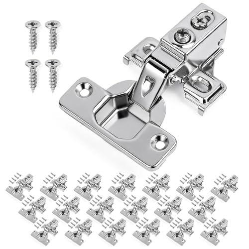 Mousike 20 Pack (10 Pair) Soft Close Cabinet Hinges, 1/2 Overlay Soft Close Hinges for Kitchen Cabinet, Stainless Steel, Built-in Damper, 100 Degree Opening Angle, 6 Way Adjustment - color: Silver, size: 20 Pack