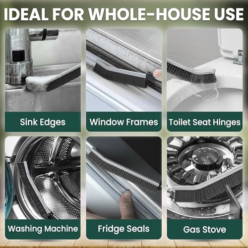 Crevice Cleaning Brush Set – 6Pcs Hard Bristle Cleaning Tools for Grout, Tile Floors, Gaps & Narrow Spaces – Small Grout Scrub Brush for Cleaning Bathroom, Shower, Window Tracks, Kitchen