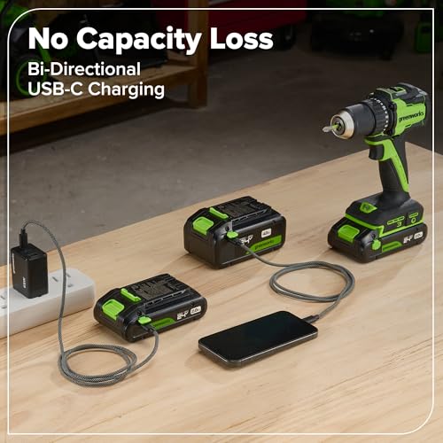 GREENWORKS 24V (8-TOOL) Combo (Drill, Impact Driver, Circular Saw, Reciprocating Saw, Jigsaw, Multi-Tool, Sander, Flashlight), 4.0Ah + (2) 2.0Ah (Power Bank) Batteries, (2) Cables, 65W Rapid Charger - size: 8PCS Combo Kits