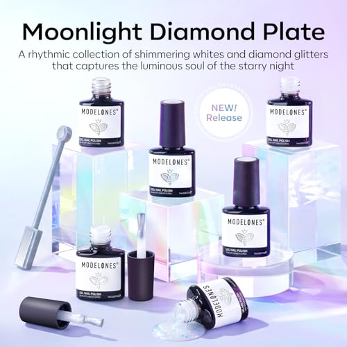 modelones White Gel Nail Polish Set, 6 Colors Milky Jelly White Sparkle - color: A A A1 Pearl Diamond White