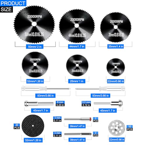 44 PCS Cutting Wheel Set for Dremel Rotary Tool: 20 Resin Cutting Discs, 6 Mini HSS Saw Blades, 10 Diamond Cut Off Wheels & 2 Screwdrivers Can Cutting Wood, Metal, Plastic, Glass, Tile, Stone (Black) - color: Black