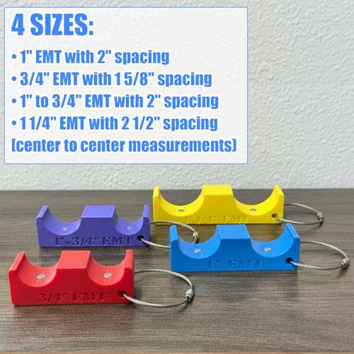 Electrician’s Magnetic Conduit Spacer 4 Set Professional EMT Pipe Spacing Tool Kit (3/4", 1", 1"to3/4", 1 1/4") Strong magnetic electrical spacers,indispensable tool in an electrician's toolbox