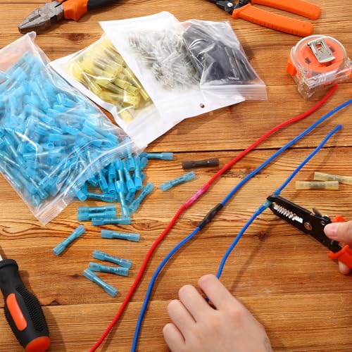 Relaxweex 680 Pcs Heat Shrink Butt Connectors Kit Marine Grade Waterproof Insulated Electrical Crimp Wire Connectors Kit Tinned Red Copper Waterproof Butt Splice Connectors for Automotive, Boat, Truck