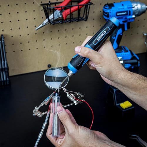 NEIKO 40421A Wireless Soldering Kit, Mini USB Rechargeable Solder Iron Pen, Rapid Heat 356-750°F (180-400°C) Electrical Soldering Kit, LED, 4V Lithium-Ion Battery, Cordless Soldering Iron Kit - style: Cordless Soldering Kit