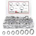 AKIHISA 100Pcs 5 sizes Single Ear Hose Clamps, 21-28.6 mm 304 Stainless Steel Pex Crimp Rings Kit, Crimp Hose Clamp Assortment Set for Securing Pipe Hoses and Automotive Use - size: 100Pcs (21-28.6mm)