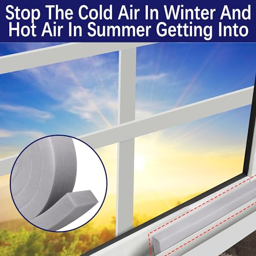 2'' x 6.5 ft Air Conditioner Foam Tape, 2 Pcs AC Weatherseal Foam Strips - color: grey-2pcs