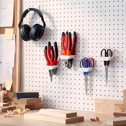 Zonon 4 Pcs Pegboard Scissor Holder 4 Slot White Plastic Hangers - color: White, size: 4 Slot