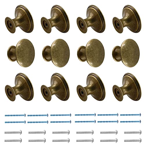 Brass Cabinet Knobs 1.18" Diameter, 12 Pcs - color: Brass, size: 12 Pack