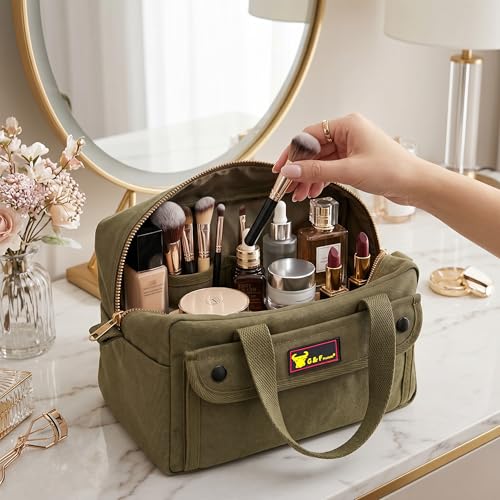 G & F Products Waxed Canvas Military Duffle Bag, 24 Inch, Heavy Duty Travel - color: Olive Green