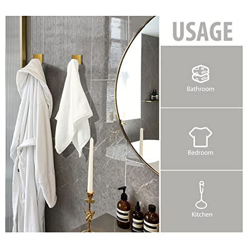VIS'V Adhesive Towel Hooks, Shower Wall Stick on Hooks, Gold, 4 Pcs - color: Gold
