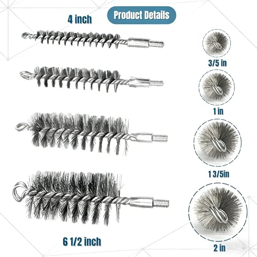 50 in Flexible Rods Pipe Cleaning Wire Brush for Drills