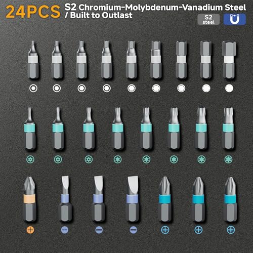 24-in-1 Mini Magnetic Ratchet Screwdriver Set | with S2 Steel Bits & Storage Case | Professional Precision Kit for Electronics, Phone, Computer, Furniture & DIY Projects