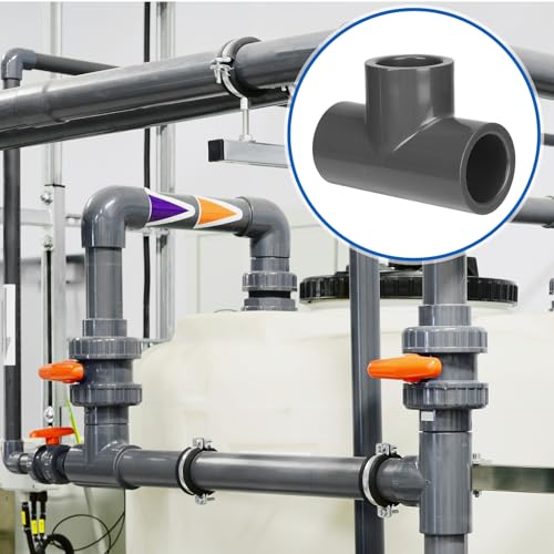 6 Pack Schedule 80 PVC Pipe Fitting Tee, 1" Socket, Compatible with 801 Series, Heavy Duty Gray PVC Tee for Industrial, Irrigation & Plumbing Applications - size: 1" Socket