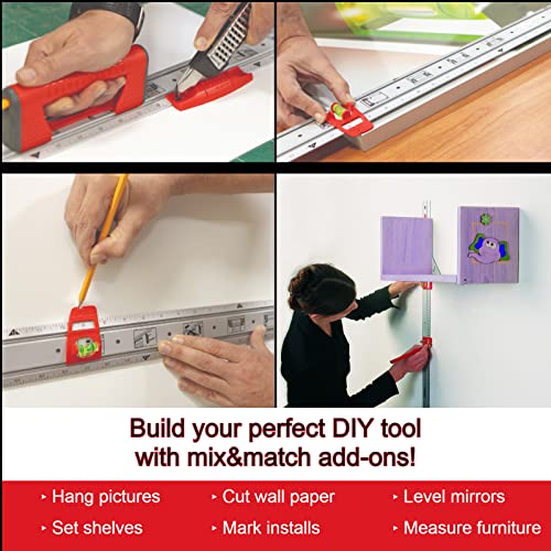 Kapro - 314 Set & Match Ruler - Layout and Marking Tool - Sliding Vials with ⅛ English Gradations - Includes Two Slide & Lock Vials, Zero-Center Scale, and Anti-Slip Feature - Aluminium - 36 Inch - size: 36-Inch, style: Set & Match Ruler