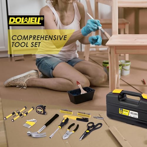 DOWELL Home Tool Set, 40 Pcs Household Hand Tool Kit, Yellow - color: Yellow